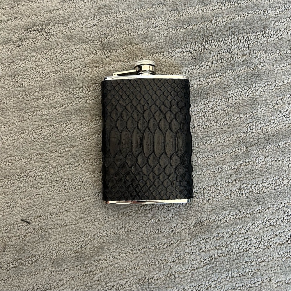 Elisabeth Weinstock Black Snakeskin Flask